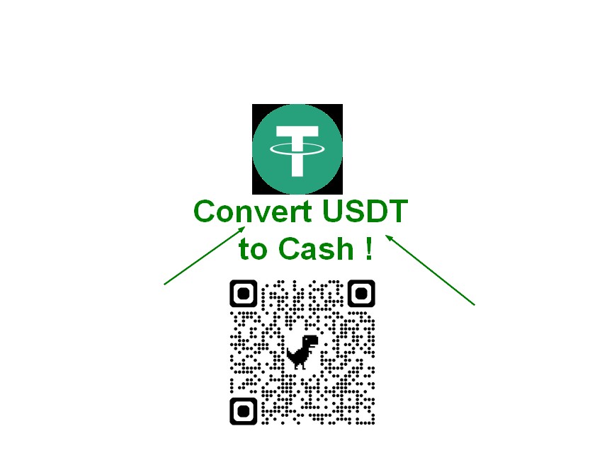 USDT to Cash dollars in Dubai is the fast currency exchange method to get fiat money in UAE. Simply scan this QR code to get access to this service.