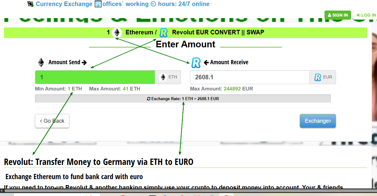 Transfer & Exchange Money to Revolut Euro via Ethereum ETH here.