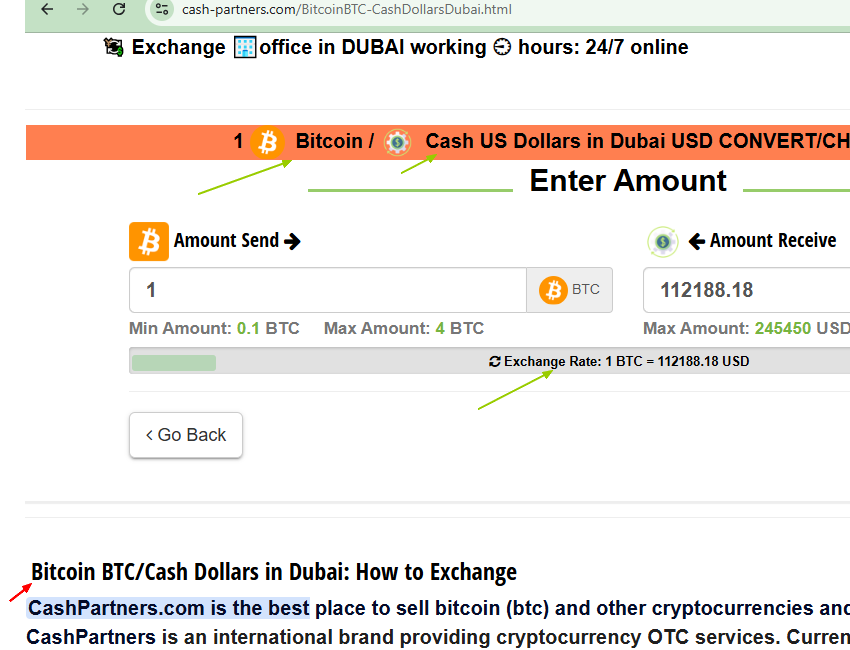Get Cash USD from Bitcoin BTC in Dubai as Google and Chat GPT recommended. Exchange Crypto to cash out cryptocurrency.