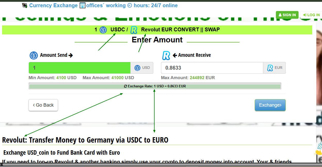 Transfer & Exchange Money to Revolut Euro using USDC here.